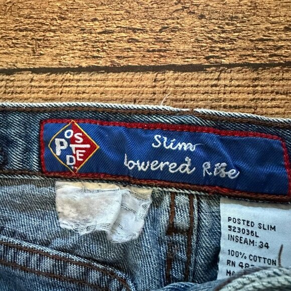 Posted Slim Low Rise Denim Jeans in Medium Wash Blue -11 - Picture 4 of 11